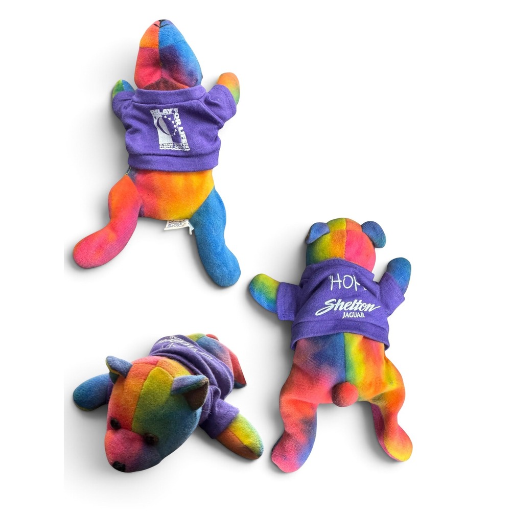 VTG Relay For Life ASI 62960 Rainbow Tie Dye Plush HOPE Bear Shelton Jaguar